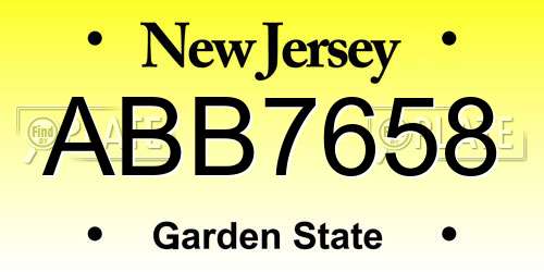 ABB7658 New Jersey License Plate