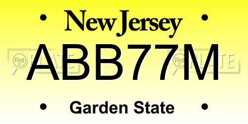 ABB77M New Jersey License Plate