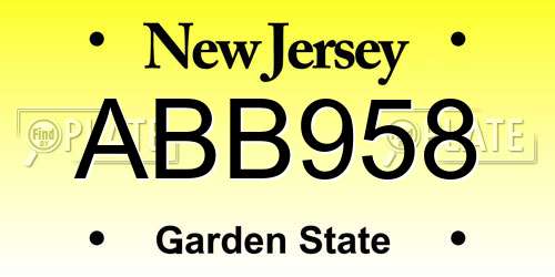 ABB958 New Jersey License Plate