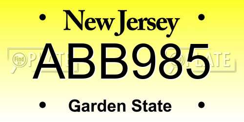 ABB985 New Jersey License Plate