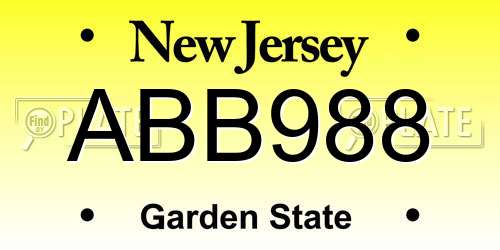 ABB988 New Jersey License Plate