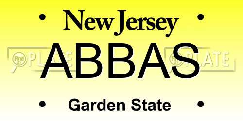 ABBAS New Jersey License Plate