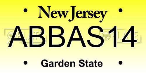 ABBAS14 New Jersey License Plate