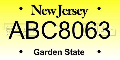 ABC8063 New Jersey License Plate