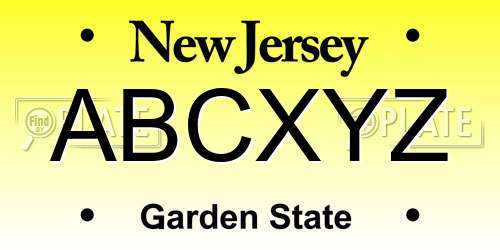 ABCXYZ New Jersey License Plate