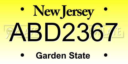 ABD2367 New Jersey License Plate