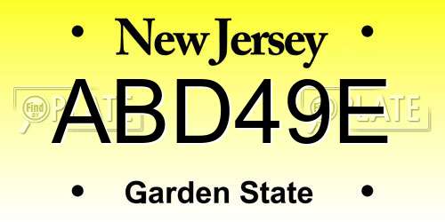 ABD49E New Jersey License Plate