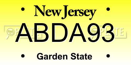 ABDA93 New Jersey License Plate