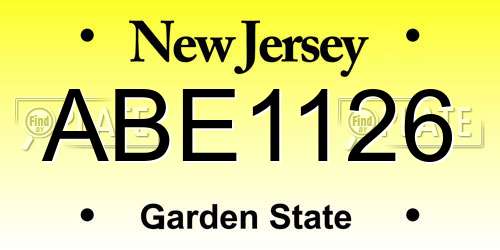 ABE1126 New Jersey License Plate