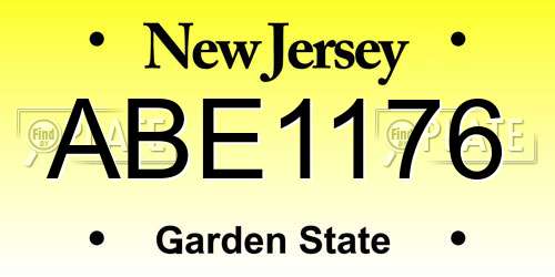 ABE1176 New Jersey License Plate