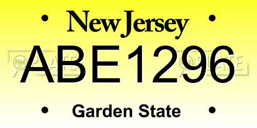 ABE1296 New Jersey License Plate