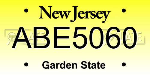 ABE5060 New Jersey License Plate