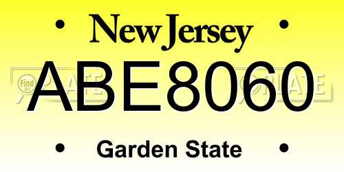 ABE8060 New Jersey License Plate