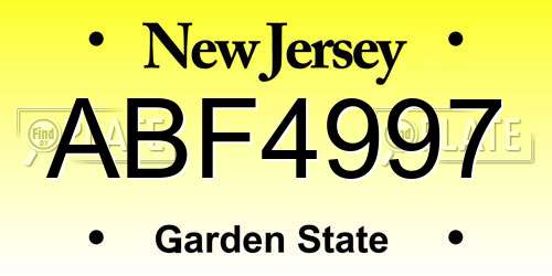 ABF4997 New Jersey License Plate