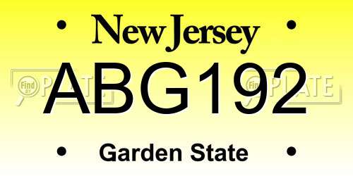 ABG192 New Jersey License Plate