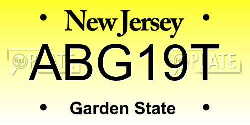 ABG19T New Jersey License Plate