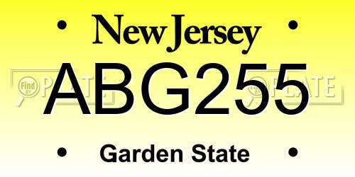 ABG255 New Jersey License Plate