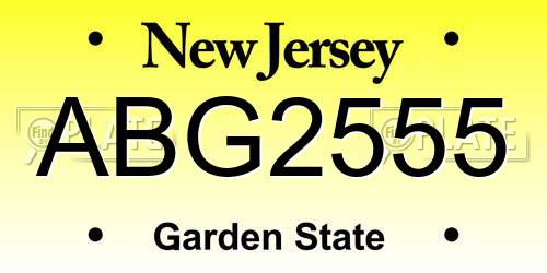ABG2555 New Jersey License Plate