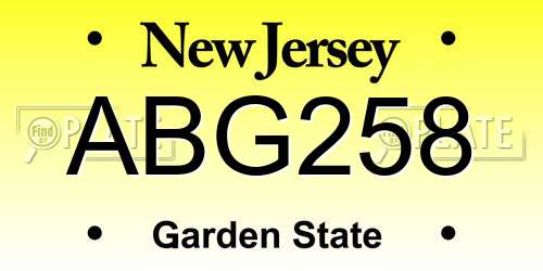ABG258 New Jersey License Plate