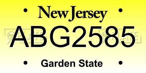 ABG2585 New Jersey License Plate