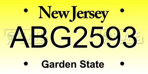 ABG2593 New Jersey License Plate