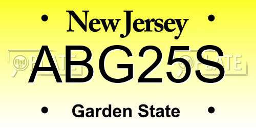 ABG25S New Jersey License Plate