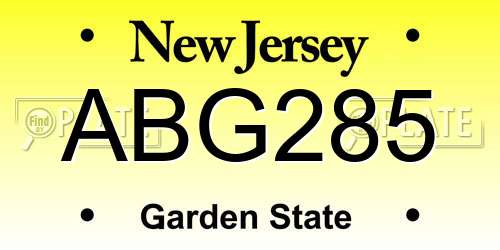 ABG285 New Jersey License Plate