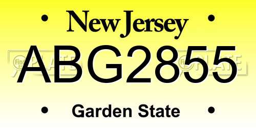 ABG2855 New Jersey License Plate