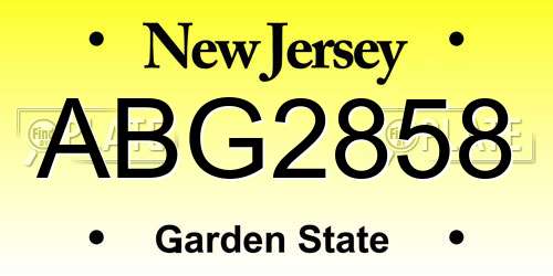 ABG2858 New Jersey License Plate