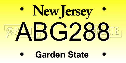ABG288 New Jersey License Plate
