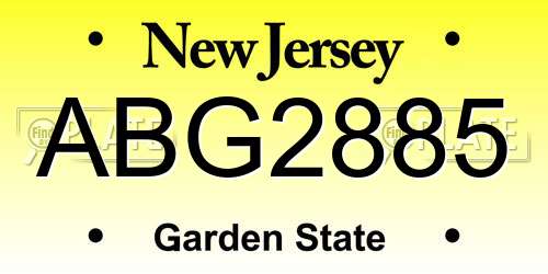 ABG2885 New Jersey License Plate