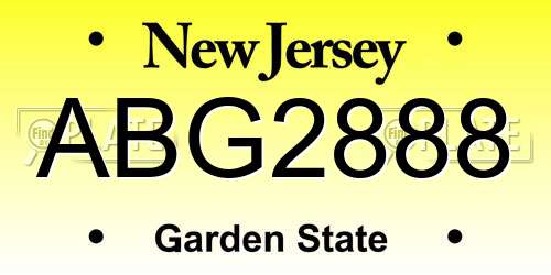 ABG2888 New Jersey License Plate
