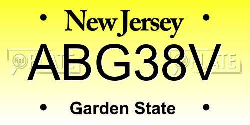 ABG38V New Jersey License Plate