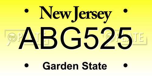 ABG525 New Jersey License Plate
