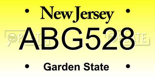 ABG528 New Jersey License Plate