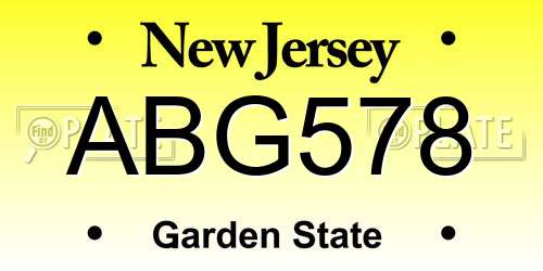 ABG578 New Jersey License Plate