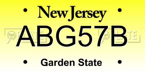 ABG57B New Jersey License Plate