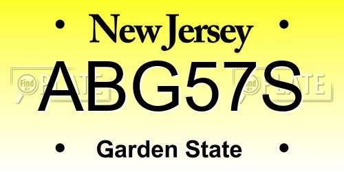 ABG57S New Jersey License Plate