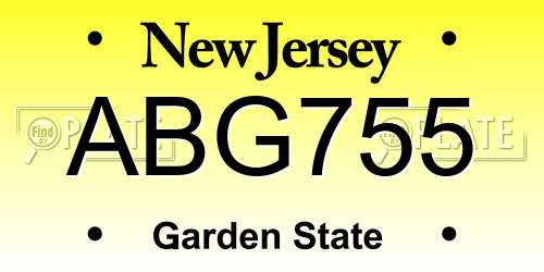 ABG755 New Jersey License Plate