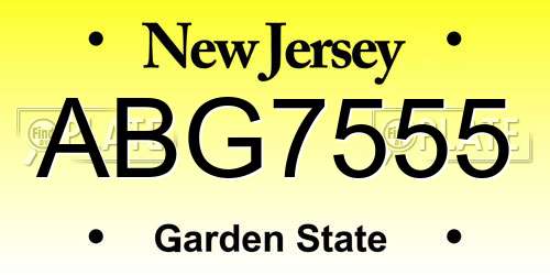 ABG7555 New Jersey License Plate