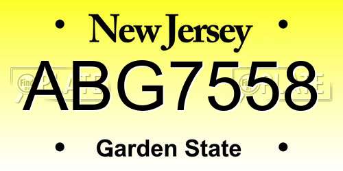 ABG7558 New Jersey License Plate