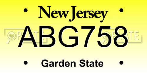 ABG758 New Jersey License Plate