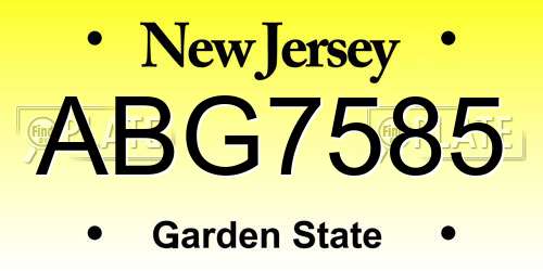 ABG7585 New Jersey License Plate