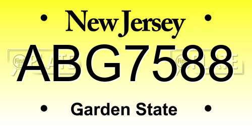 ABG7588 New Jersey License Plate