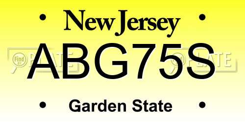ABG75S New Jersey License Plate