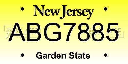 ABG7885 New Jersey License Plate