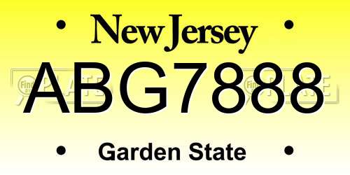 ABG7888 New Jersey License Plate