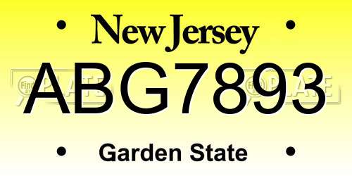ABG7893 New Jersey License Plate