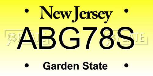 ABG78S New Jersey License Plate