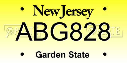 ABG828 New Jersey License Plate